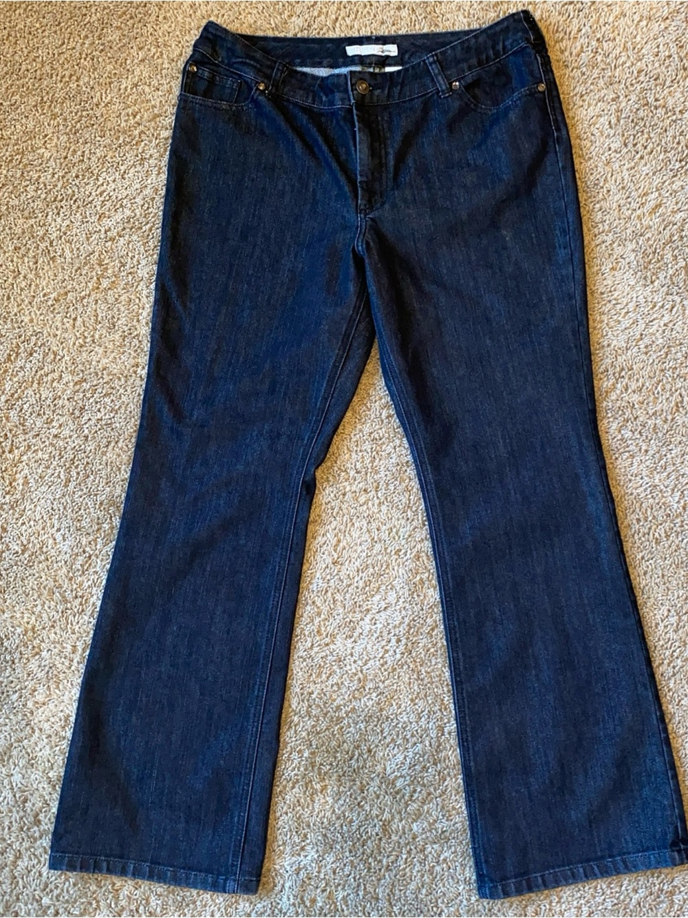 Chicos Platinum Bootcut Jeans Womens Dark Wash Mid Rise Size 2.5 Embellished